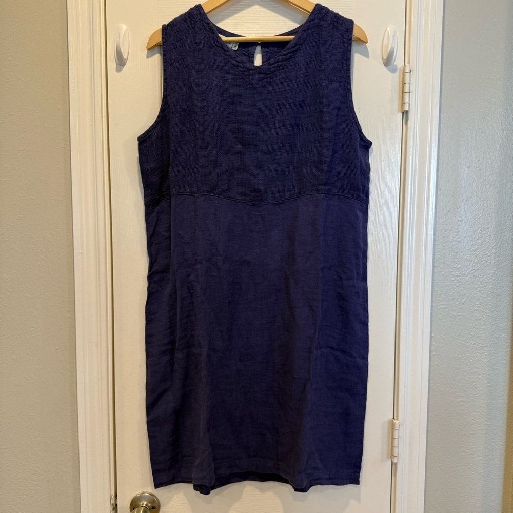 Cut Loose Dress Size Large Blue Purple Linen Relaxed Sleeveless Dress Lagenlook
